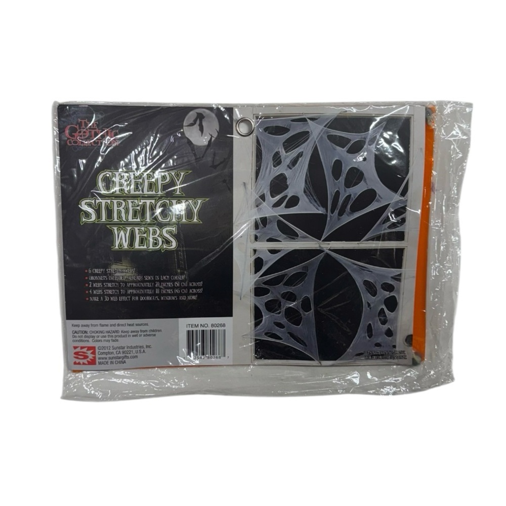 Sunstar brand pack of 6 creepy stretchy holiday decoration webs new in package!